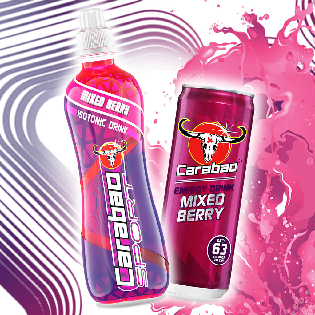 Carabao Sport & Energy Drink Mixed Berry Combo Pack 24 Drinks Free